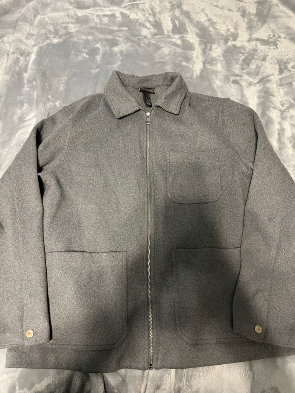 H&M Charcoal Gray Zip-Front Wool Blend Jacket